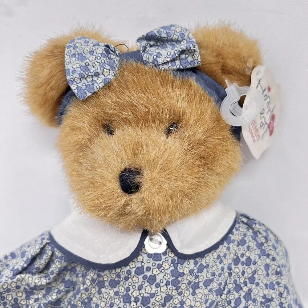 Boyds Bears Kaylie Heart to Heart Floral Jumper Retired Bear -Brown / Blues‎ EC